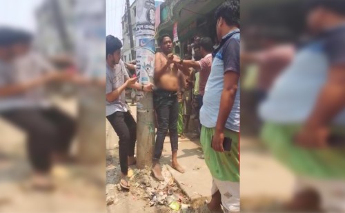 খুঁটির সঙ্গে বেঁধে ছাত্রলীগ নেতাকে বেদম পিটুনি