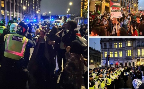 লন্ডনে পুলিশের সঙ্গে ফিলিস্তিনপন্থিদের হাতাহাতি 