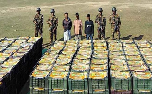 সুনামগঞ্জে ভারতীয় চিনি-কমলা জব্দ 