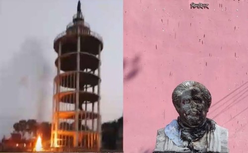 ঝিনাইদহে ১২৩ ফুট উচ্চতার বঙ্গবন্ধু টাওয়ারে ভাঙচুর ও অগ্নিসংযোগ 