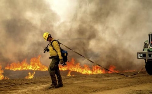 ক্যালিফোর্নিয়ায় দাবানলের বিরুদ্ধে লড়াই 